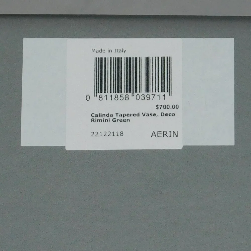 Aerin Calinda Tall Tapered Vase Deco Rimini Green Made in Italy